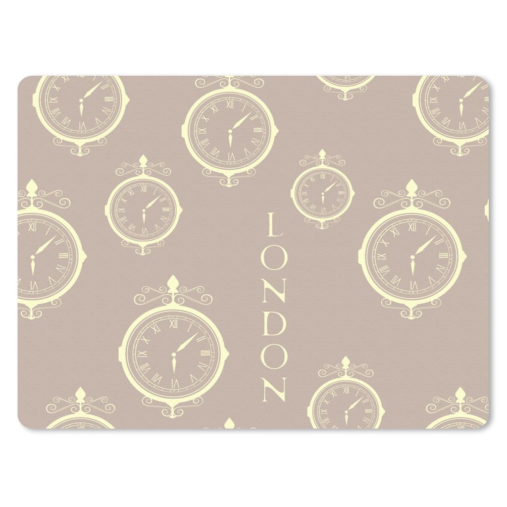 MuchoWow Mauspad Mousepad London - Uhr - Muster - Vintage 23x19 cm - Mousepads - Maus Mat - Pad - Mausunterlage - Schreibtischunterlage - Mauspad