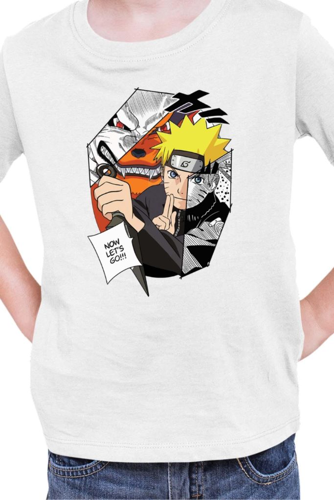 Kinder T-Shirt Naruto Naruto & Kurama, 7-8 Jahr - 128 / Weiß
