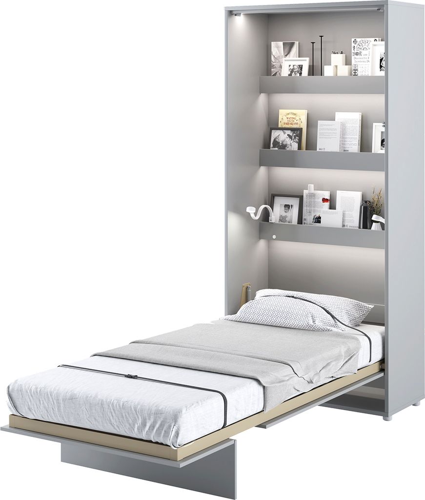 MEBLINI Schrankbett Bed Concept - Wandbett mit Lattenrost - Klappbett mit Schrank - Wandklappbett - Murphy Bed - Bettschrank - BC-03 - 90x200cm Ver...