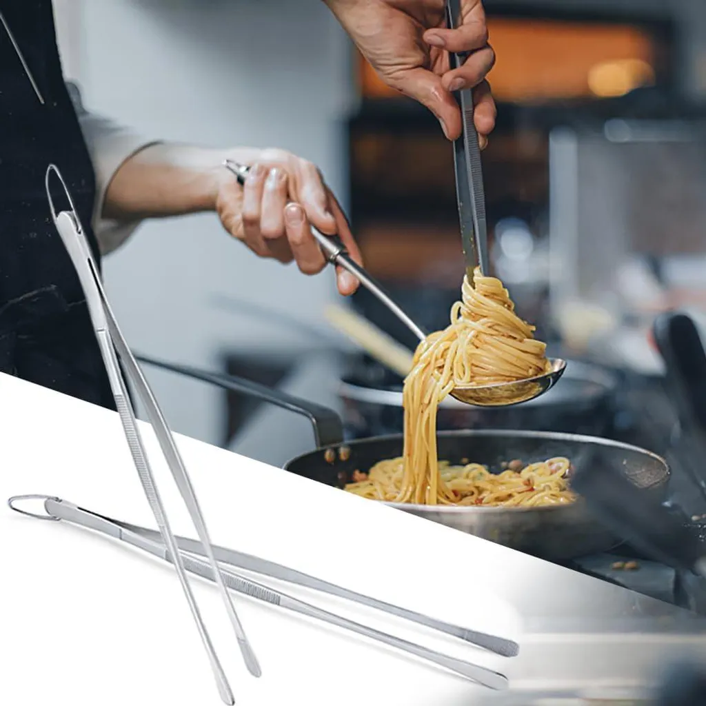 Pince de cuisine inox 30 cm argentée haute résistance - Pack de 2 unités