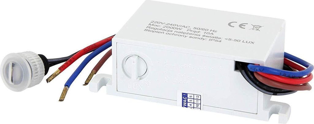 BROLLUX Dämmerungssensor Mini Einbau IP54 - LED geeignet 1W-2000W - 230V Außen Dämmerungsschalter