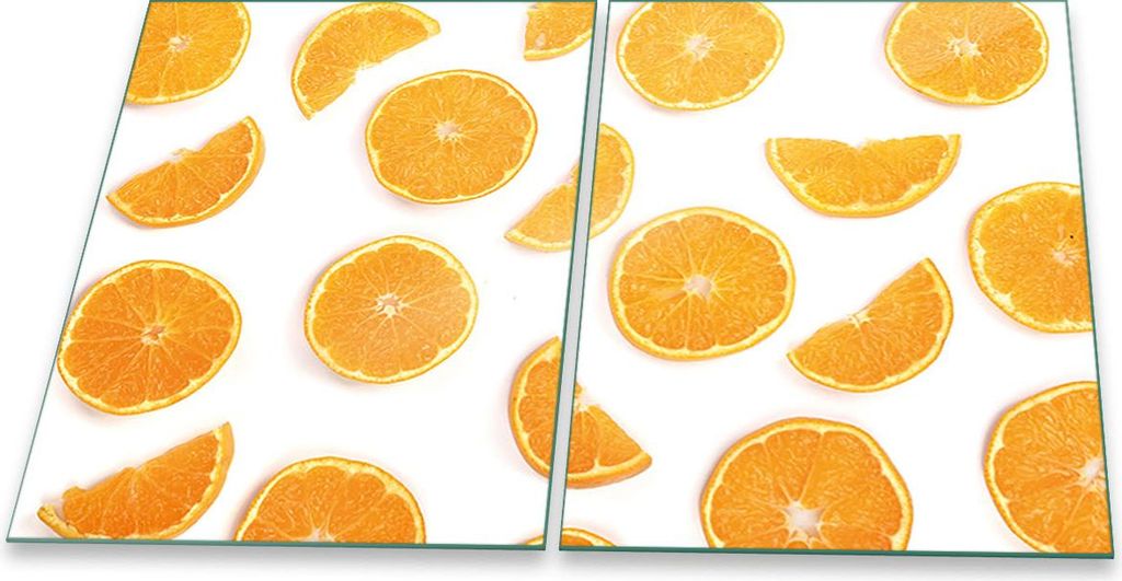 Herdabdeckplatten Glaskeramik Spritzschutz Glas Universal 2-Teilig 2x40x52 Obst Orange