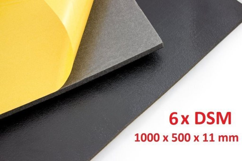 Variotex DSM Matte (6 St. Größe 1.000 x 500 x 11mm selbstklebend) Dämmung Soundabsorber Schallschutz Schaummatte für Motorhaube Dämmmatte Däm...