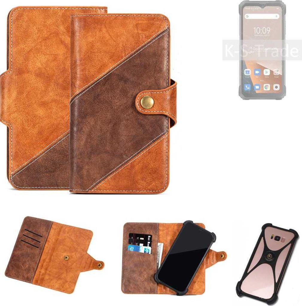 K-S-Trade Handyhülle Schutzhülle Bookstyle Case Wallet-Case kompatibel mit Blackview BL8800 5G Cover Klapphülle Kantenschutz Smartphone dunkelbraun
