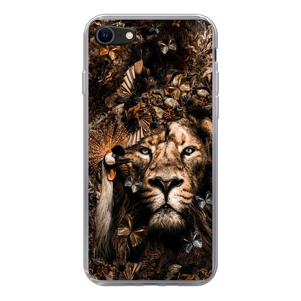 MuchoWow Handyhülle Schutzhülle Hülle für iPhone SE 2022 Tiere - Collage - Schmetterling Silikon Softcase Handy Hülle - Schutzhülle