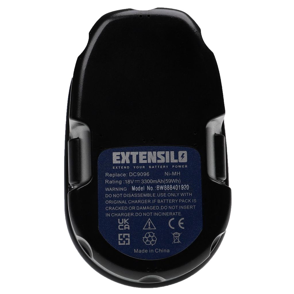 EXTENSILO 2x Akku kompatibel mit Dewalt DW919 FlashLight, DW933K, DW934, DW932, DW933, DW929, DW919 Flash Light Werkzeug (3300 mAh, NiMH, 18 V)