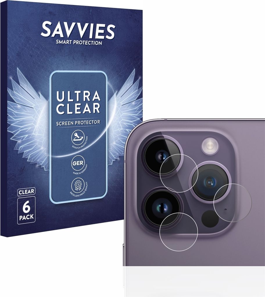 6x Für Apple iPhone 14 Pro (NUR Kameraschutz) Schutzfolie Savvies Displayschutz Display Schutz Folie Klar Transparent