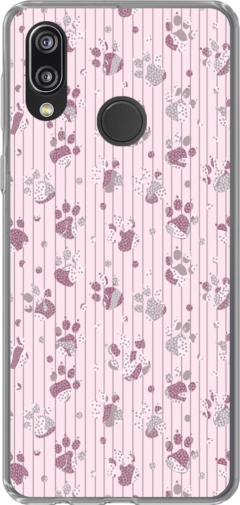 MuchoWow Handyhülle Schutzhülle Hülle für Telefoonhoesje Huawei P20 Lite (2020) Hund - Rosa - Muster - Lila - Mädchen - Kinder - Kinder Sili...
