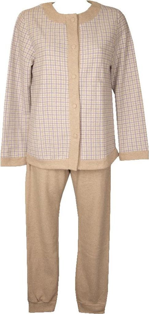 RAGNO Damen-Pyjama vorne offen, Baumwolle, Öko-Fleece, Milan-Stich, warme und weiche Winterhose mit Bündchen, Artikel DM13N6, Taglia 48, Cotone 4...
