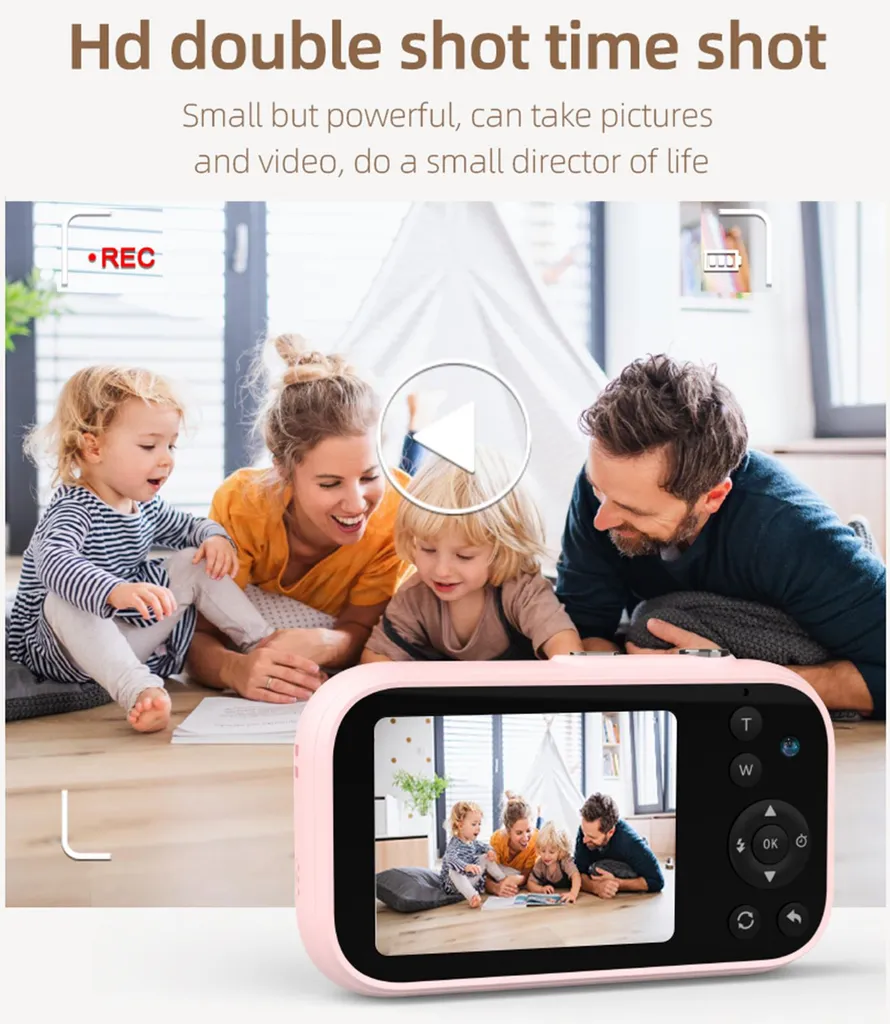 Fotocamera digitale 1080P, video portatile, 48 MP, doppio obiettivo, schermo IPS da 2,8 pollici, giochi, ascolto di musica, batteria integrata con scheda TF da 32 GB, lettore USB, regalo di compleanno, regalo di Natale per adolescenti, studenti, amici - 4