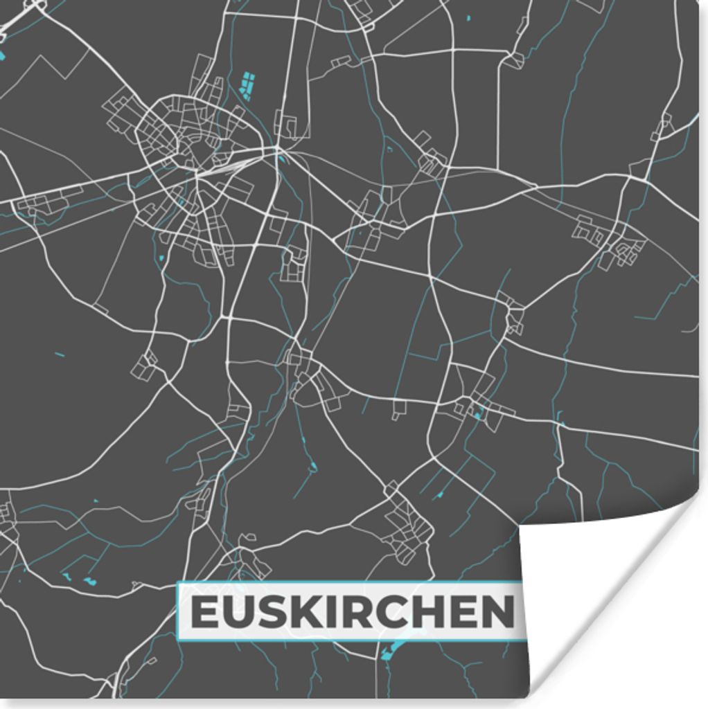 MuchoWow Poster Karte - Euskirchen - Blau - Stadtplan - Deutschland 50x50 cm - Wohnzimmerdekoration