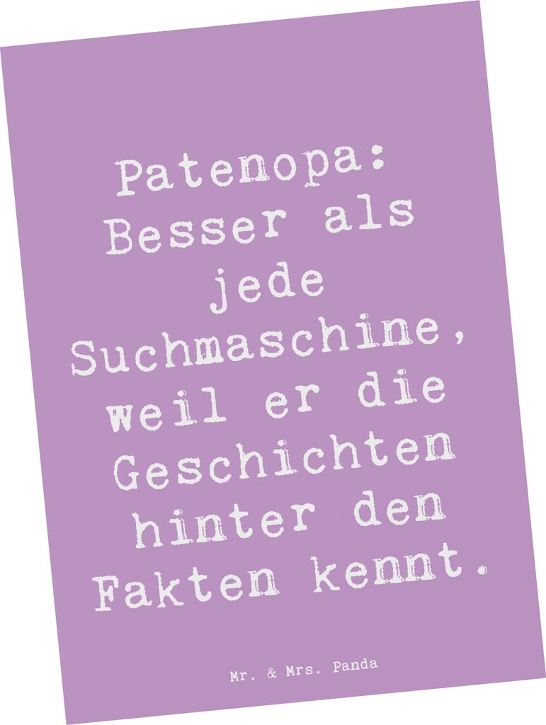 Mr. & Mrs. Panda Postkarte Spruch Patenopa Geschichten - Lavendeltraum - Geschenk, bildkarte, Postkarten, herzerwärmende Sprüche, Erzählen, Übe...