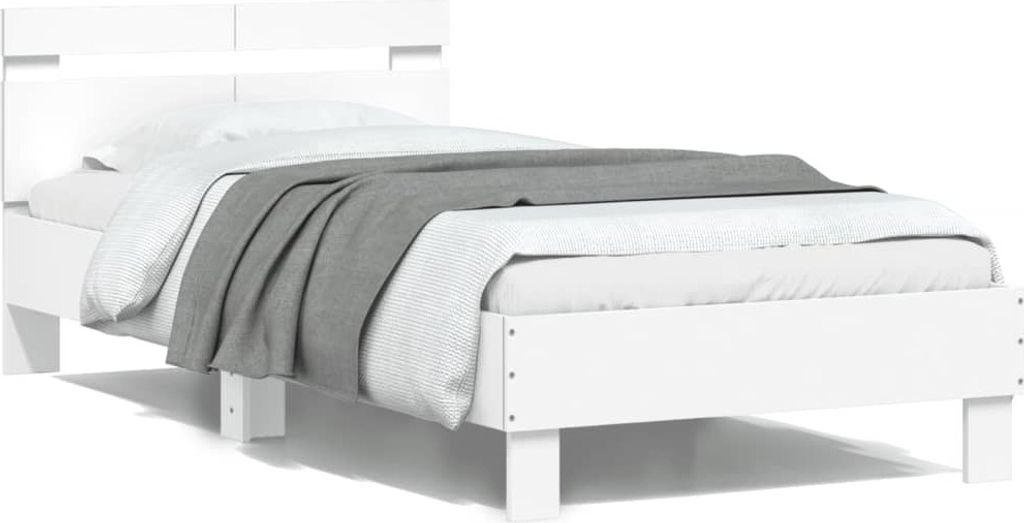 vidaXL Bettgestell mit Kopfteil Weiß 100x200 cm Produktbild 