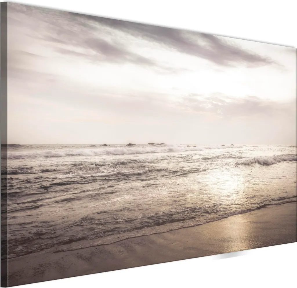 LUMASOUL Quadro su Tela Spiaggia 90x60cm con Cornice in Legno per Soggiorno