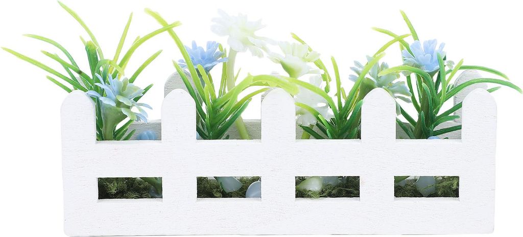 Puppenhaus Blumenbeet Hohe Simulation Miniatur Topfpflanze Gartendekoration Blau Weiß