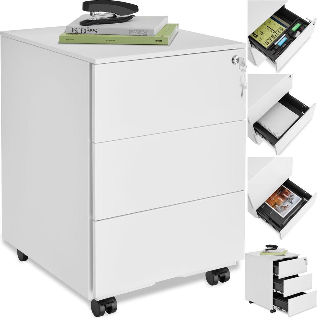 tectake® Aktenrollschrank Magna aus pulverbeschichtetem Produktbild 