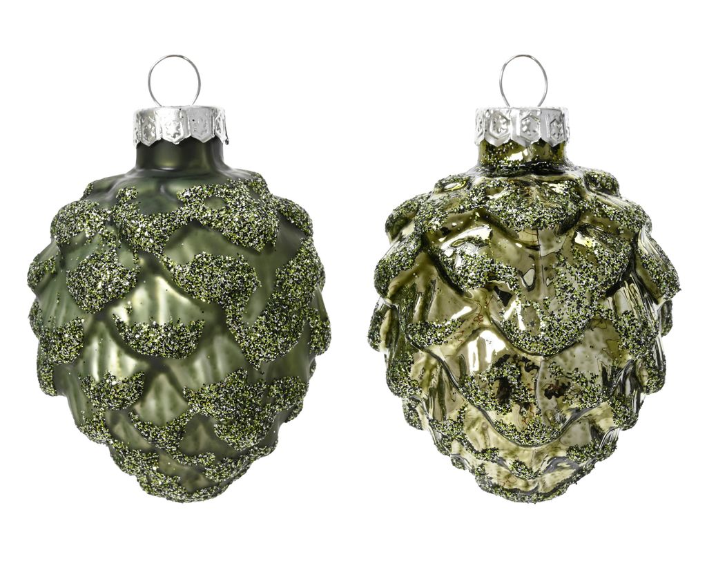Christbaumschmuck Zapfen 7cm Glas 6 Stück - Rosmarin