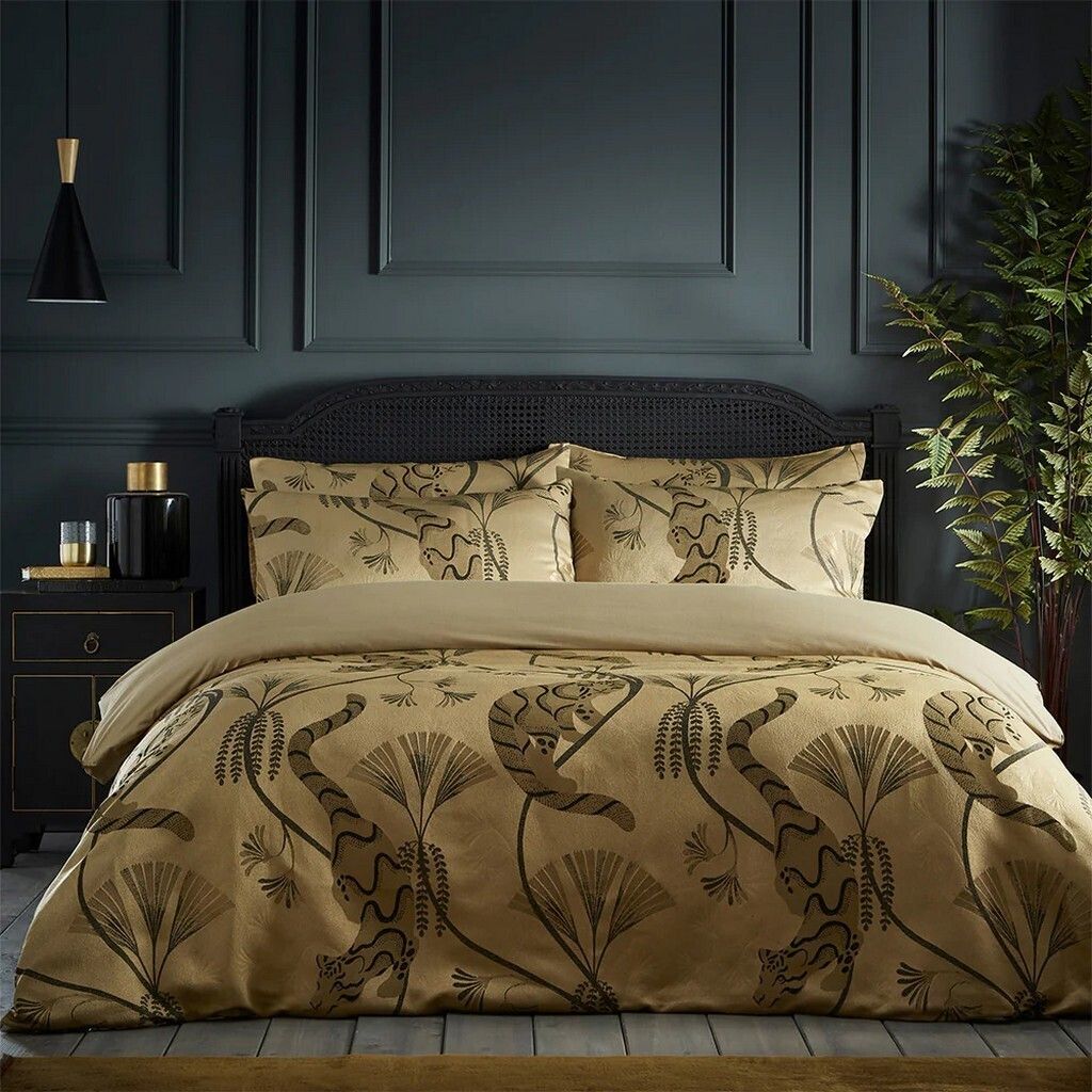 Paoletti - Tiere - Bettwäsche-Set "Moondusk Exotic", Jacquard RV2822 (Einzelbett) (Gold)