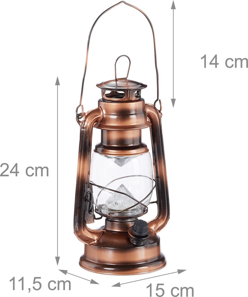relaxdays 2 x Sturmlaterne LED kupfer Produktbild 4