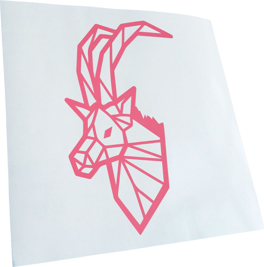 Kiwistar - Autoaufkleber - Steinbock Polygon - Hellrosa - 60x38cm - Aufkleber für Auto, Laptop, Fahrrad, LKW, Motorrad Mehrfarbig JDM Decal Racing