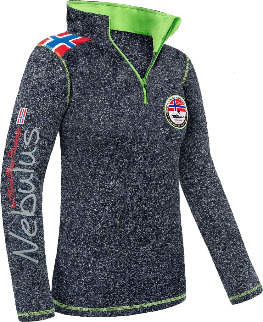 Nebulus Fleecepullover FLAGSTER Damen, warmer Fleecepullover, Pulli aus Fleece mit Half Zip Reißverschluss, P5954 - Damen, navy meliert, M/38