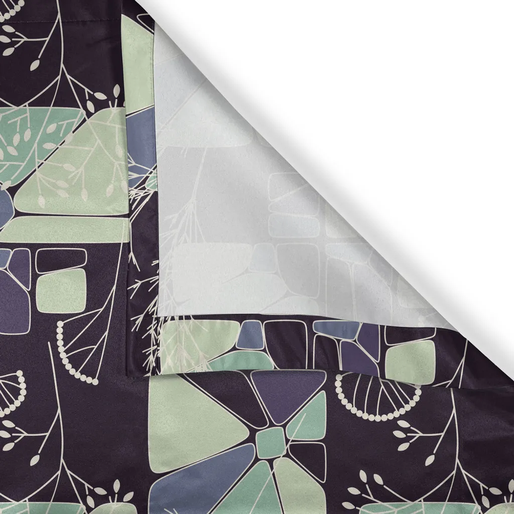 Rideau à œillets à fleurs ABAKUHAUS 280x245cm vert clair et bleu-gris - 6