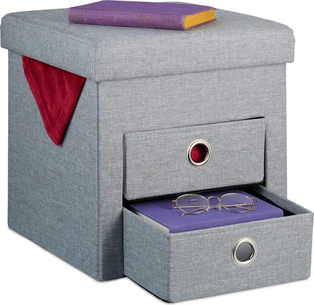 Relaxdays Sgabello Portaoggetti 2 Cassetti: Ordine e Comfort Moderno