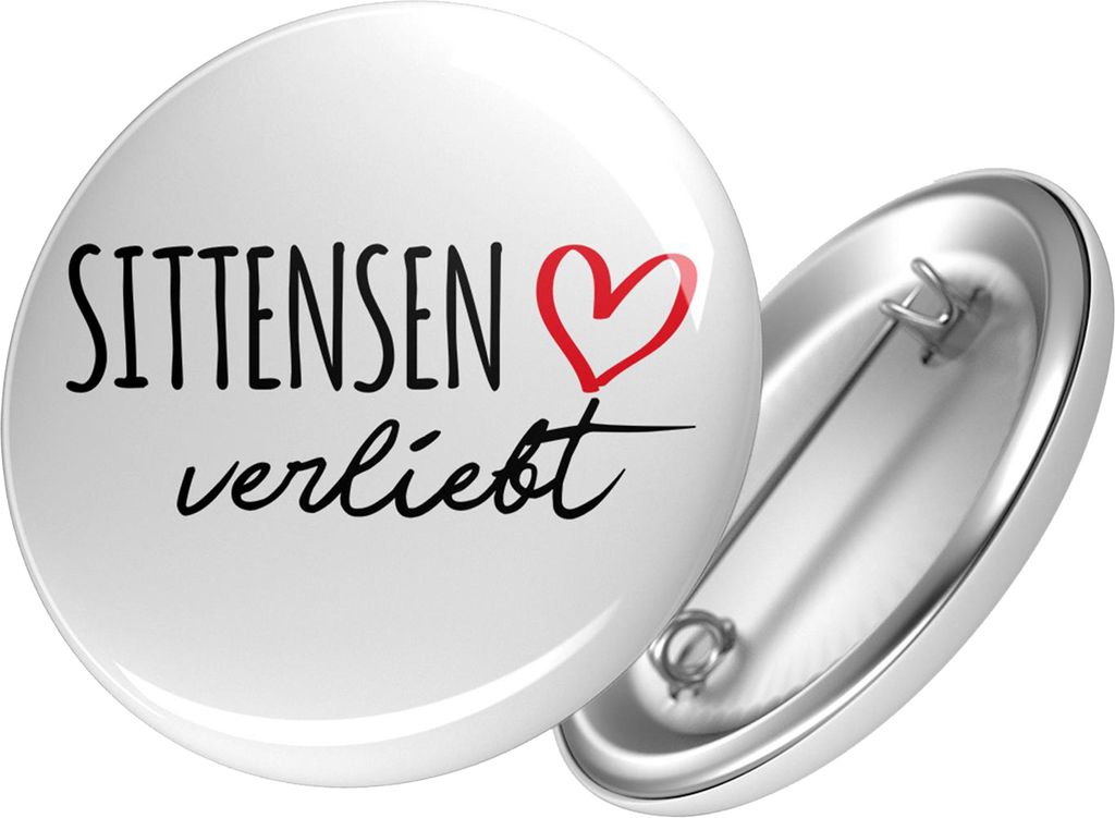 Huuraa Button Sittensen verliebt Geschenk Ansteck Pin Größe 59mm Sittensen Präsent