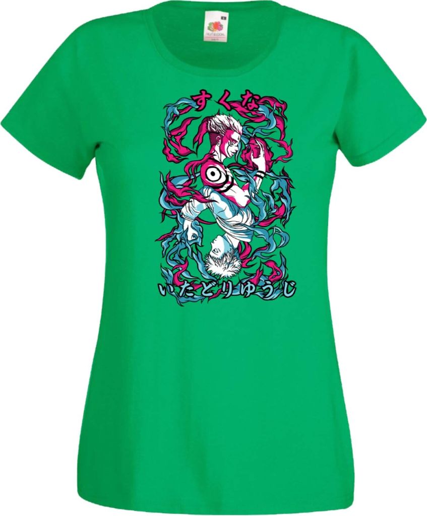 Damen T-Shirt Demon Anime Slayer Akaza 04 Var-005 Akaza Upper, Lady S / Grün