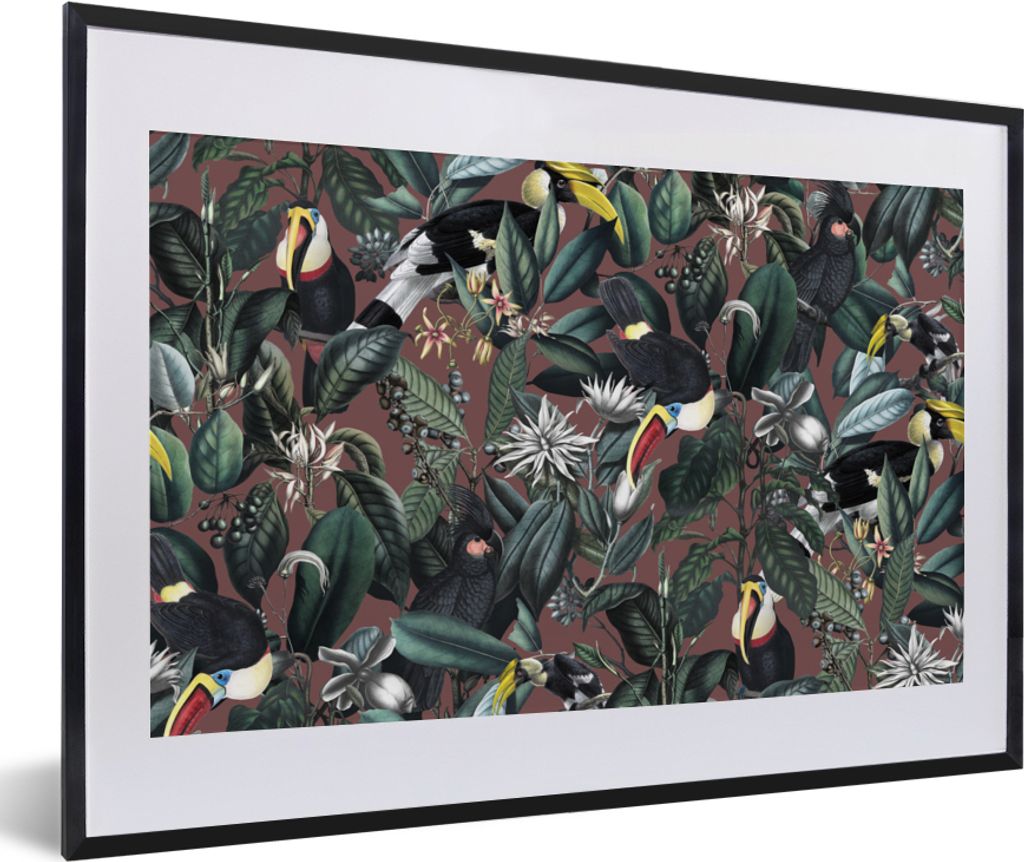 MuchoWow® MuchoWow® Gerahmtes Poster Blumen - Vögel - Produktbild 
