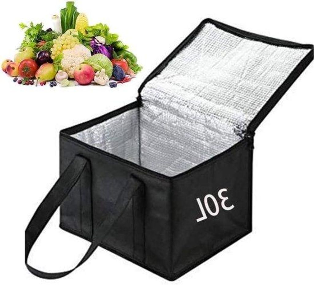 Kühlbox für Outdoor-Aktivitäten - 30 Liter - Thermische Picknicktasche für Camping und Transport - Schwarz - 41 x 26 x 33 cm