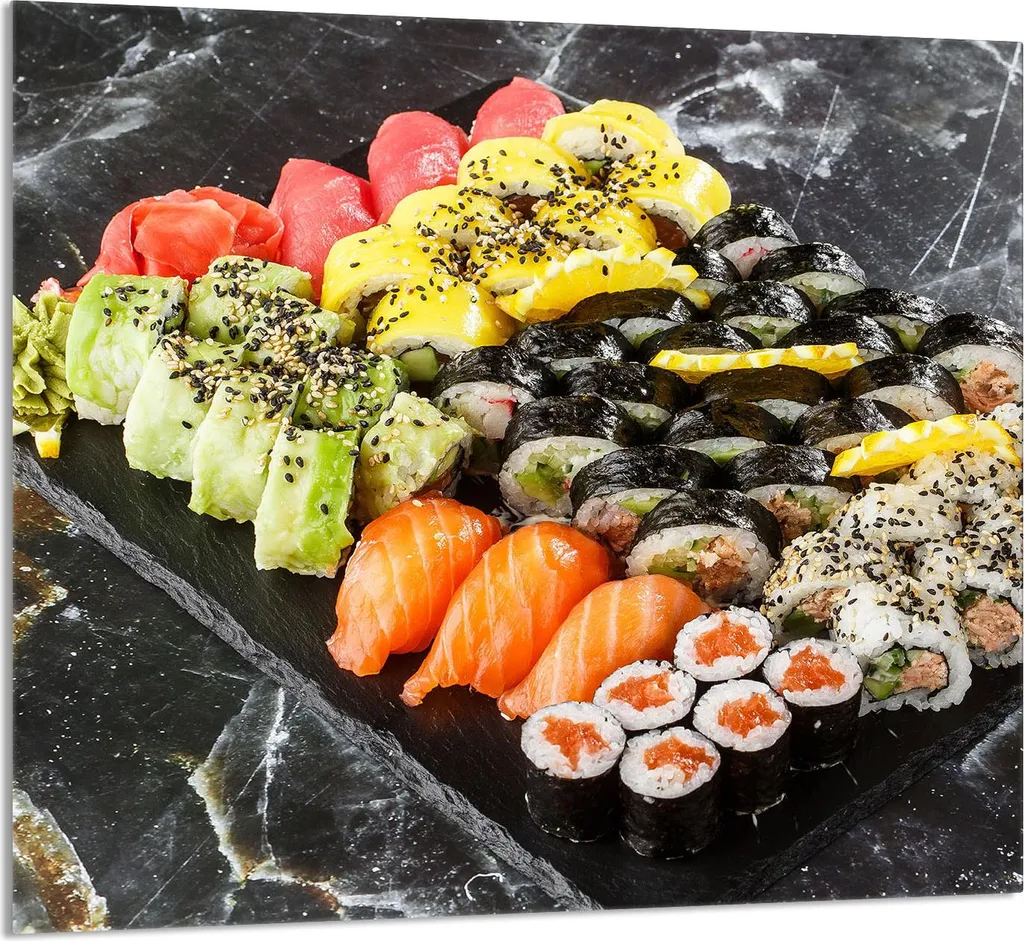GLASPLATTE FÜR KÜCHE 65x60 Sushi