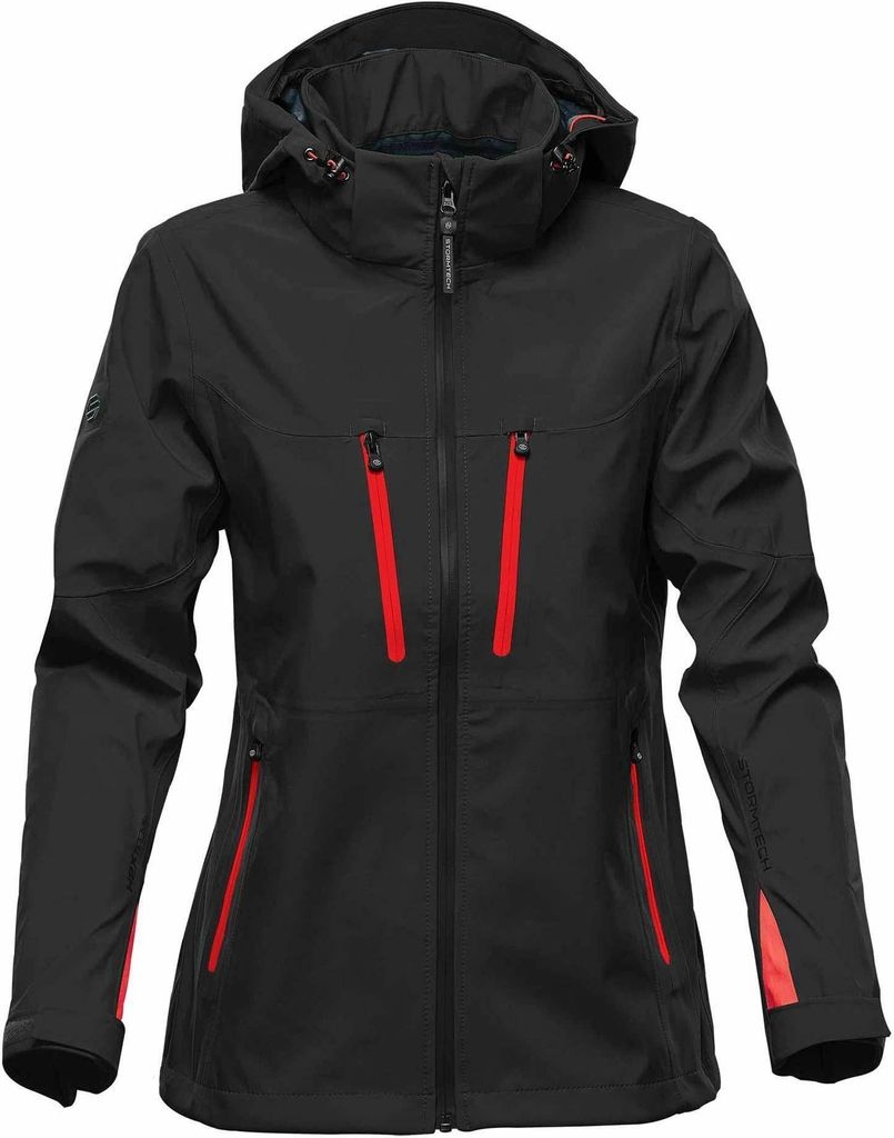 Stormtech - "Patrol" Softshelljacke mit Kapuze für Damen PC4501 (XL) (Schwarz/Leuchtend Rot)