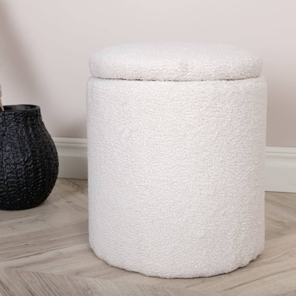 Limpen Pouf Ø32cm mit Aufbewahrung weiß. Produktbild 11