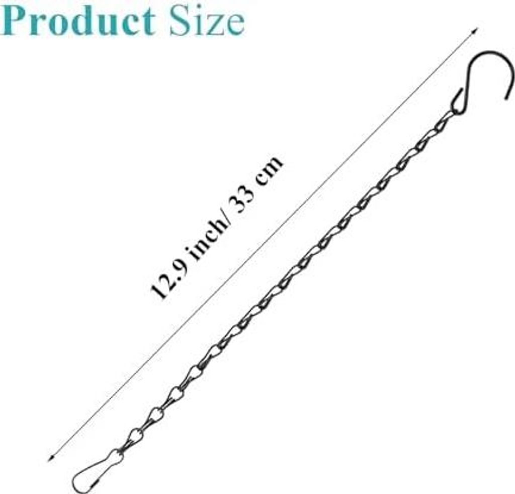 33cm Kette zum Aufhängen 4 Stück Blumenampel Ketten mit Haken Metallkette Hängend Blumentopfkette Kette Schwarz für Außen Blumentöpfe Vogelfu...