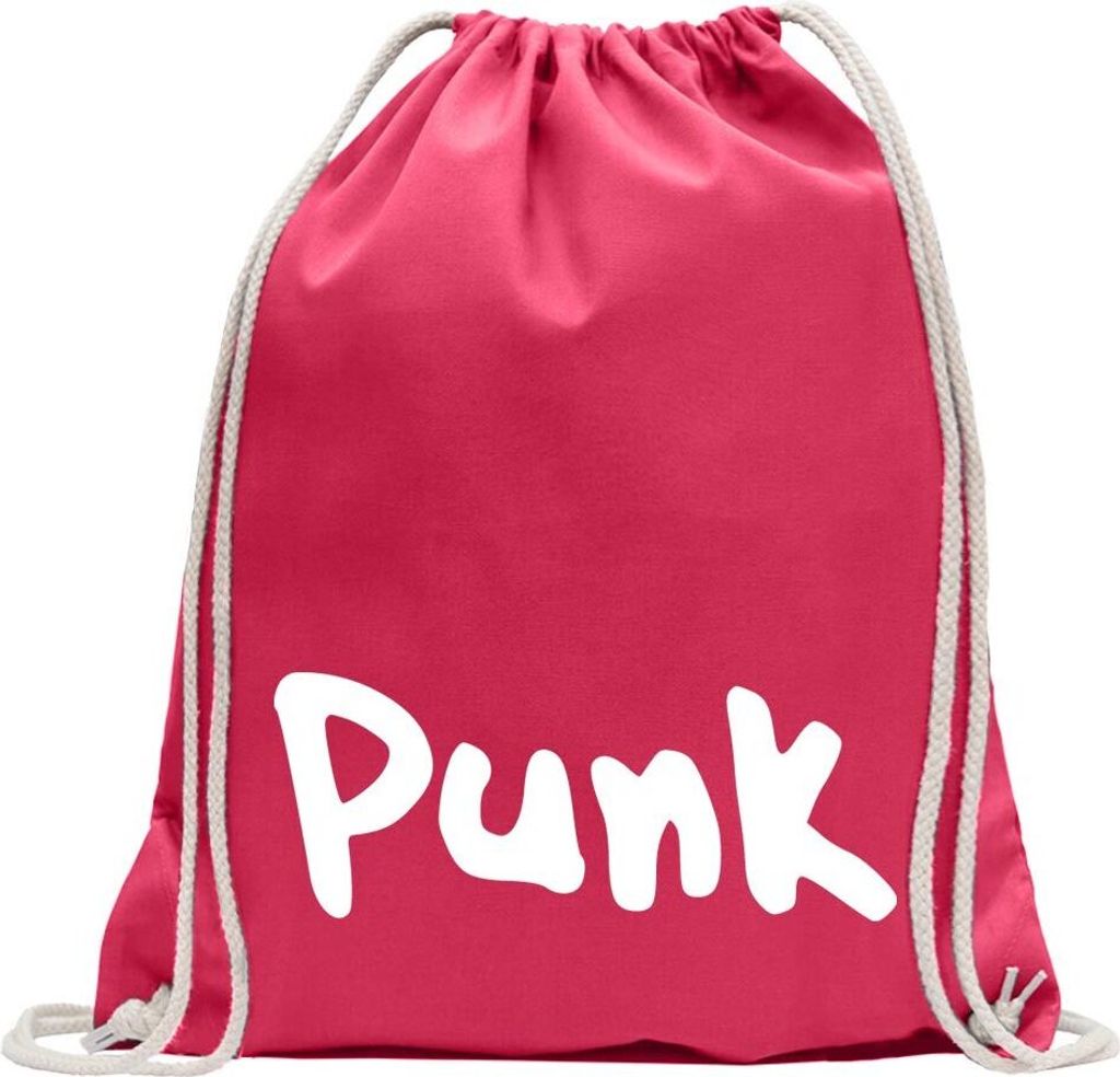Kiwistar - Turnbeutel - pink - Punk Schriftzug Musikrichtung Style - Fun Rucksack Sport Beutel Gymsack Baumwolle mit Ziehgurt