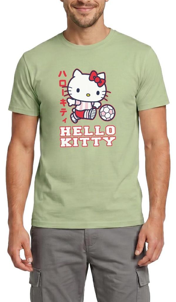 Spreadshirt Hello Kitty Spielt Fussball Sport Männer T-Shirt, 3XL, Sage