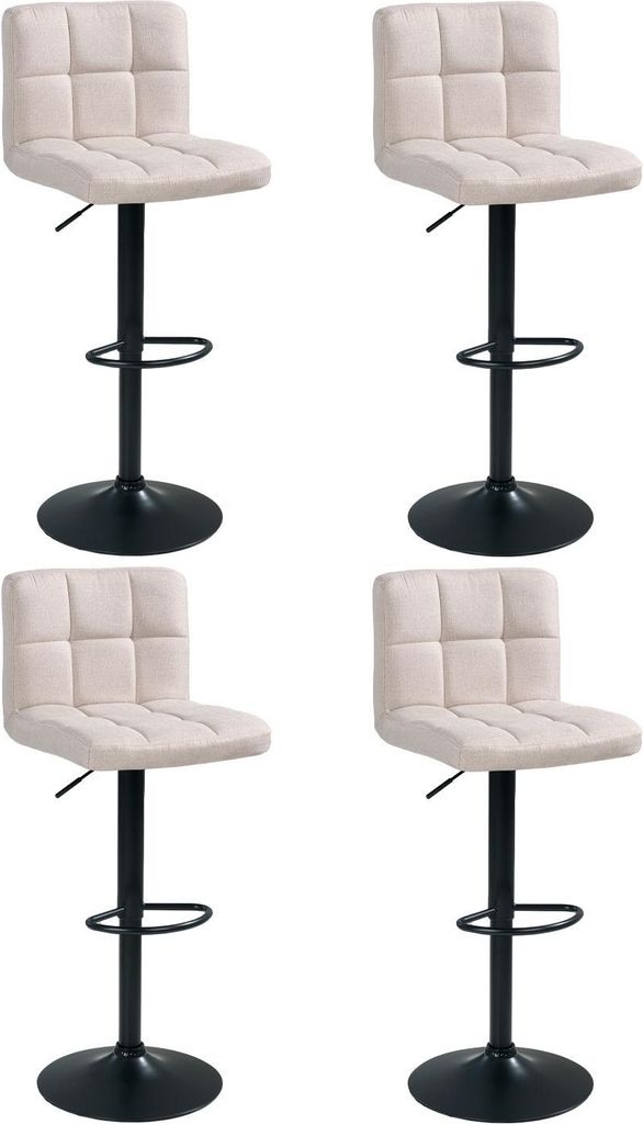 Barhocker - Beige - Schwarz - Webstoffbezug - Metallgestell - höhenverstellbar - 4er Set