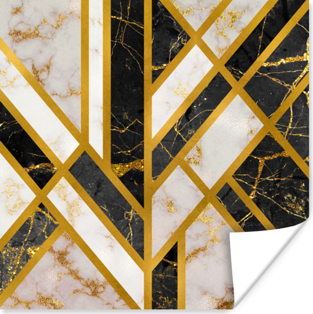 MuchoWow Poster Marmor - Gold - Luxus 75x75 cm - Wand Dekoration