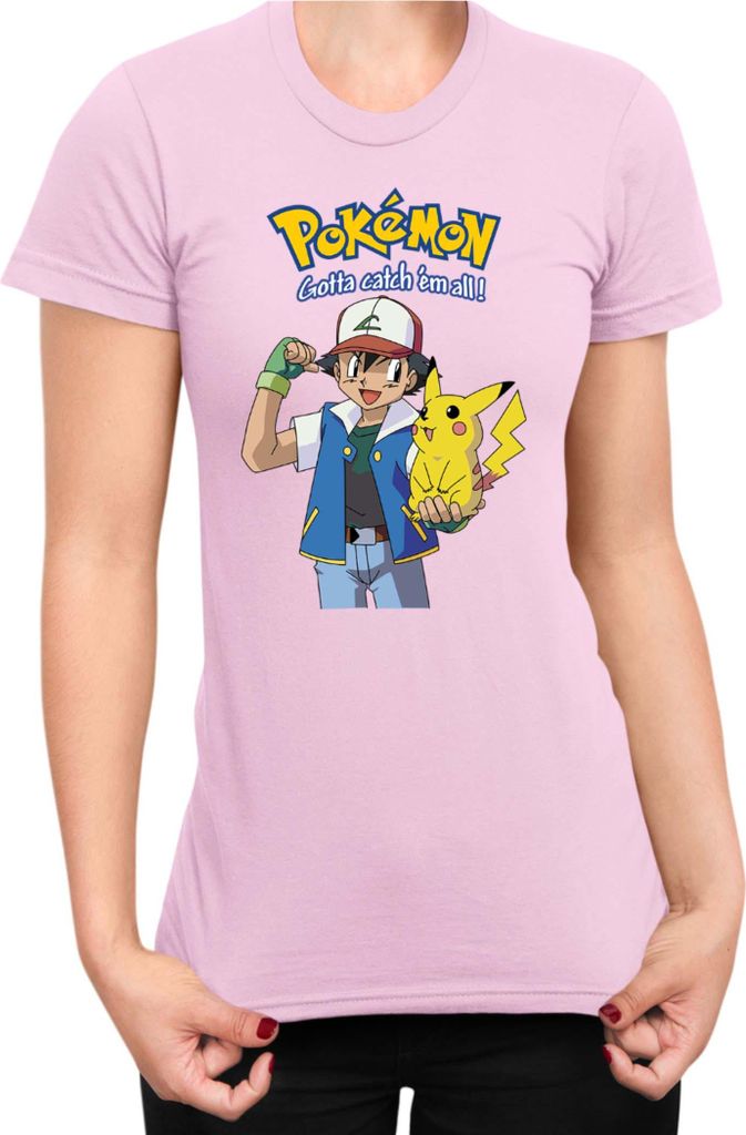 Damen T-Shirt Japan Manga Anime Comics Pokemon 012, Lady L / Hellrosa