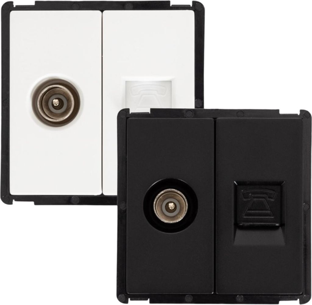 TV-Steckdose Männlich + Telefon Modern Schwarz