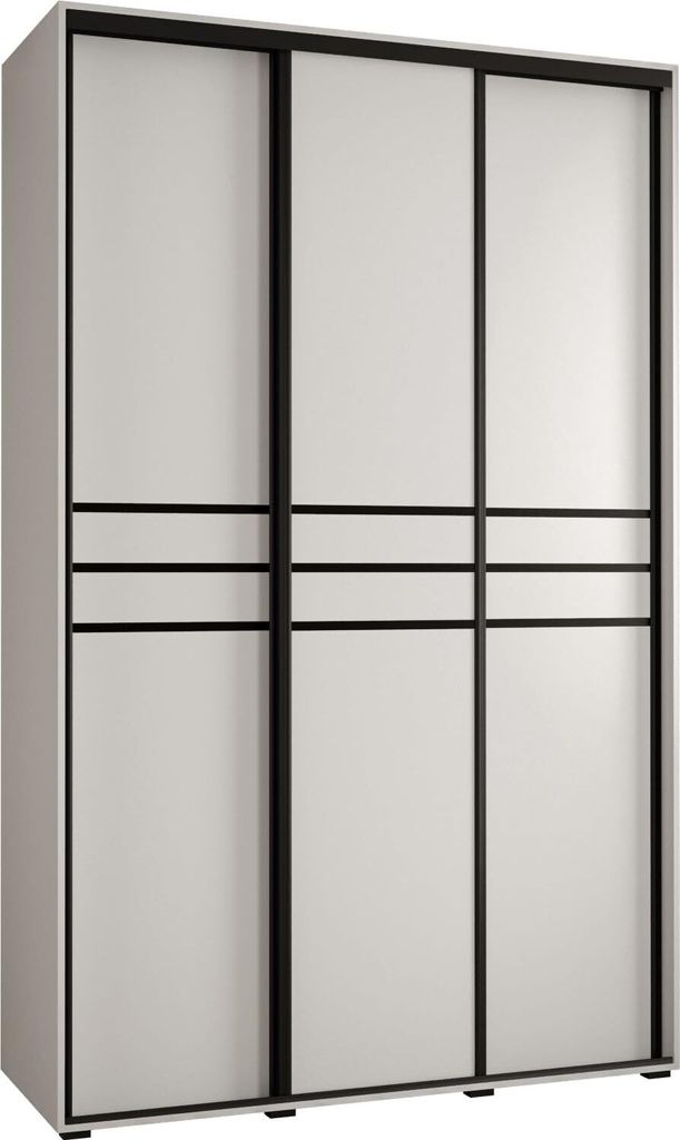 MEBLE KRYSPOL Davos 10 Schrank, drei Türen - 235,2x160x45 cm - Weiß Weiß Schwarz