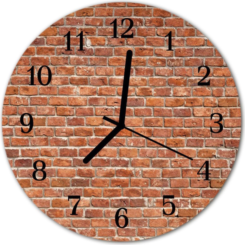 Glasuhr Wanduhr Küchenuhr Echt-Glas 30fi cm Ziegel rot