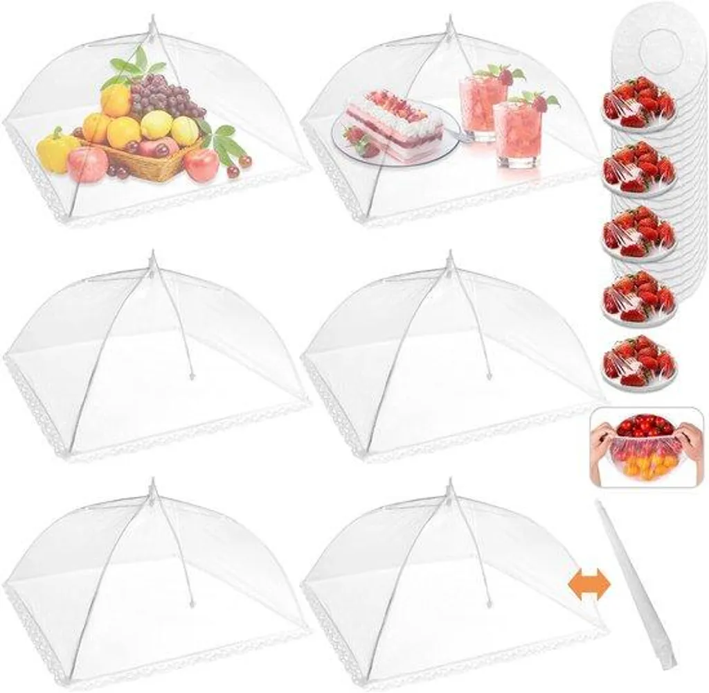 Lot de 40 housses élastiques pour pots avec 6 sacs filet grillagés
