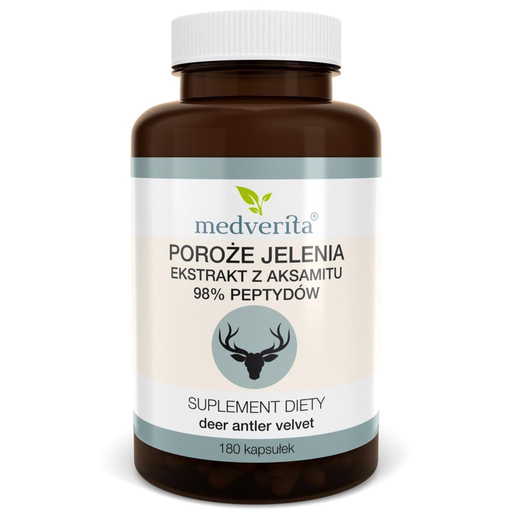 Medverita Poroże jelenia 98% peptydów - 180 kapsułek Zdjęcie produktu 