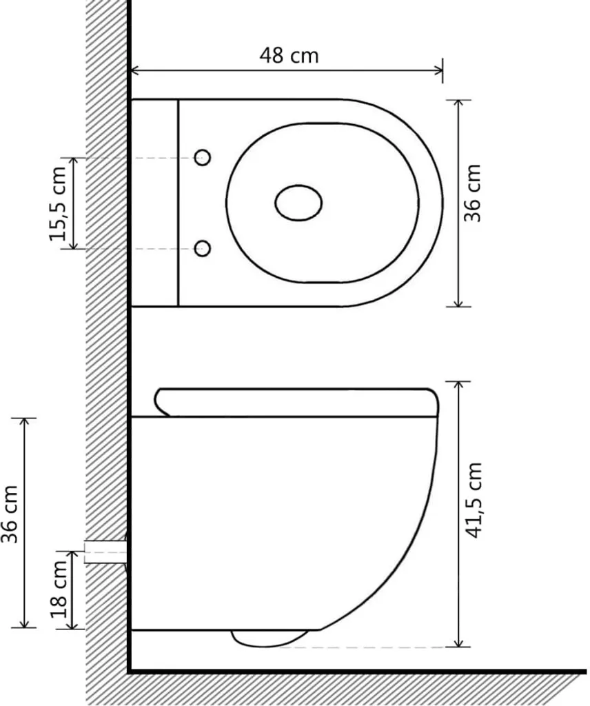WC suspendu sans bride facile à nettoyer en céramique blanche durable - 7