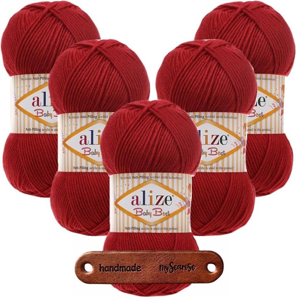 5 x ALIZE Baby Best 106 Crimson mit Label