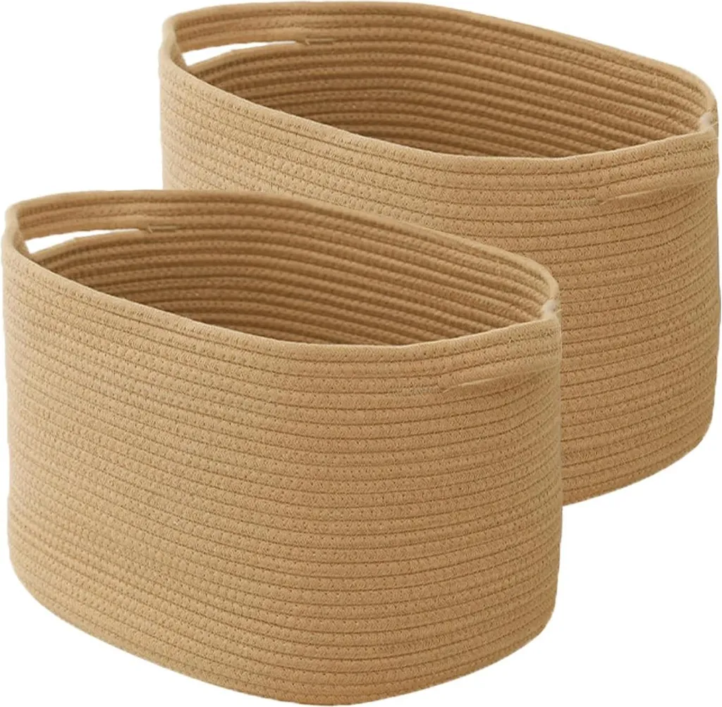 Paniers de Rangement en Corde de Coton Miel Robustes et Extra Larges