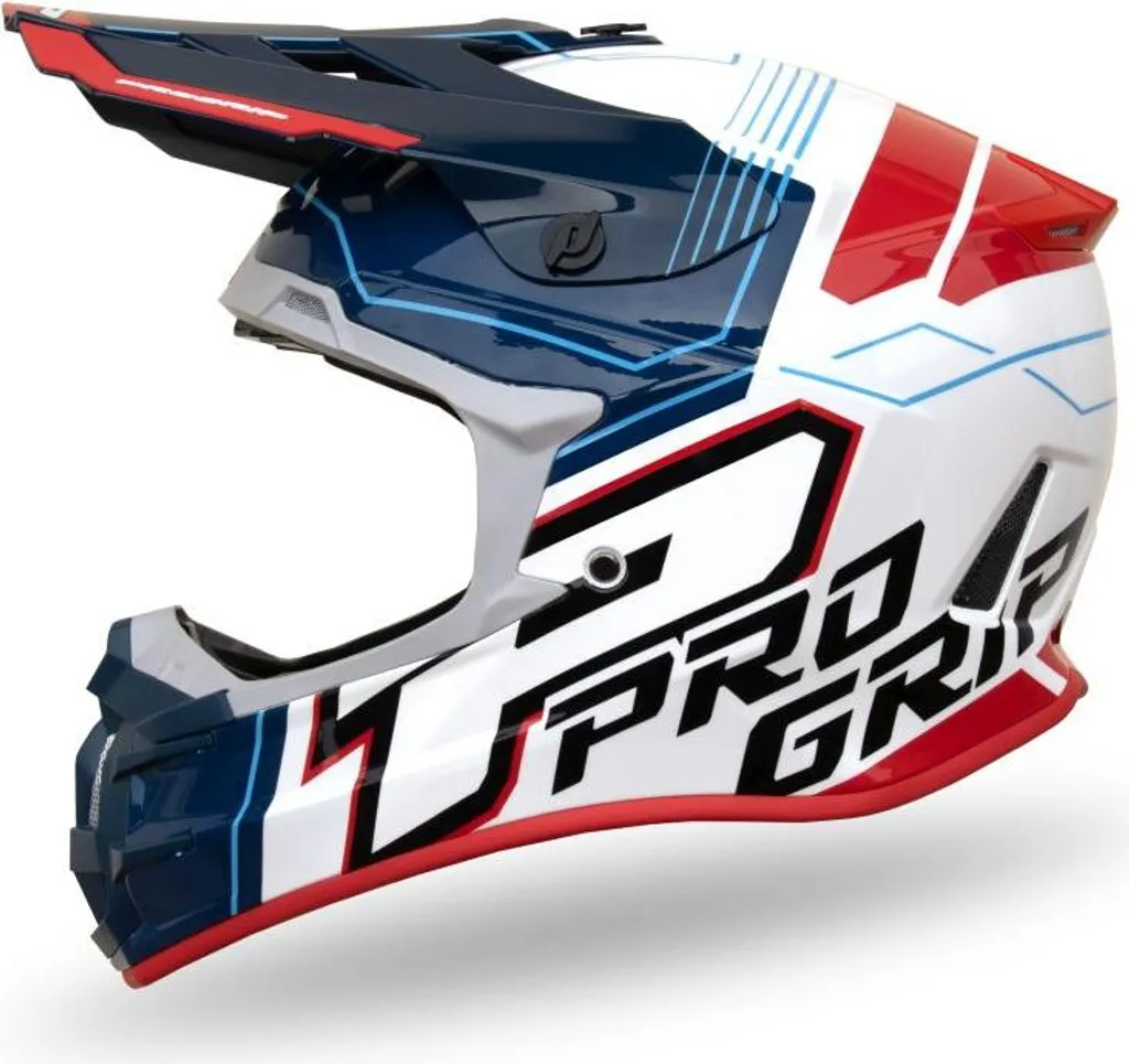 Casque cross Progrip PG3080 Adventure 2024 bleu blanc rouge S