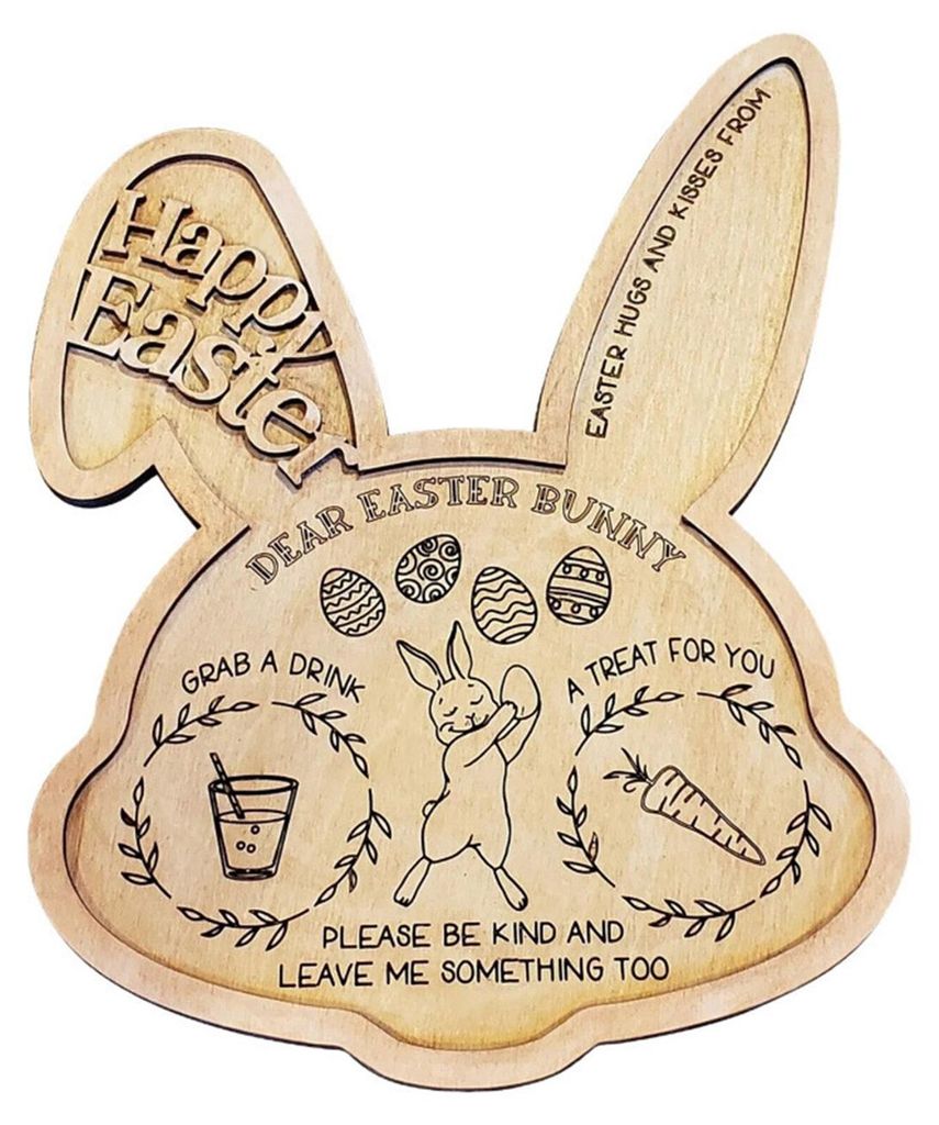 Osterhasen-Serviertablett in Hasenform aus Holz für Obst, Süßigkeiten, Desserts, Vorspeisen, Snacks und Wurstwaren